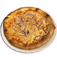 Gerookte zalm, ui, verse knoflook