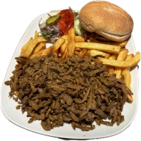 Met extra shoarma, friet, frisse salade.